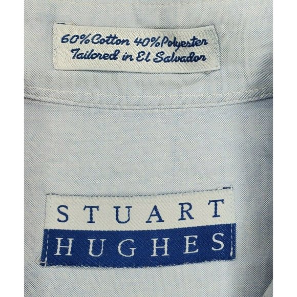 Stuart Hughes 15 1/2 32-33 Button Up Blue Dress Shirt With Extra Buttons - Picture 7 of 10